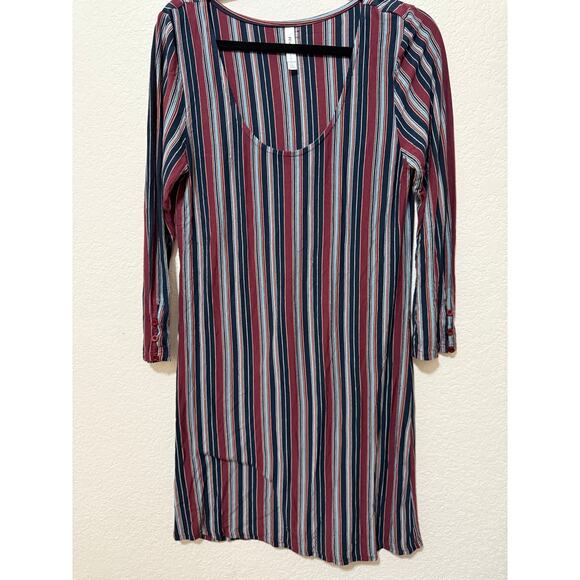 RVCA Women’s Striped Tunic Dress Top‎ Size Large 3/4 Sleeve Boho Surf Skate - Picture 2 of 5